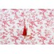 coupon 70x50 tissu Toile de Jouy MINI MESANGE (petit, rouge fd blanc)