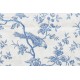 coupon 70x50 tissu Toile de Jouy MINI MESANGE (petit, bleu fd blanc)