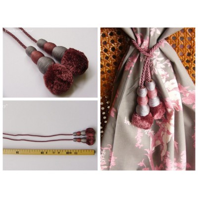 Embrasse rideau Tirette (rose claire & gris)