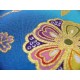 coupon tissu Japonais traditionnel fleuri doré fond bleu 1