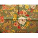 coupon tissu Japonais 55x49cm fleur doré vert 4 [RINBU]