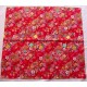 coupon tissu Japonais traditionnel 55x49cm fleuri doré fond rouge 9
