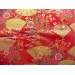 coupon tissu Japonais 55x49cm éventail fleur doré rouge 13 [KINSEN]
