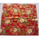 coupon tissu Japonais traditionnel 55x49cm fleuri doré fond rouge 16