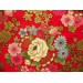 coupon tissu Japonais 55x49cm fleur doré rouge 16 [RINBU]
