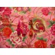 coupon tissu Japonais traditionnel 55x49cm fleuri doré fond rose clair 19