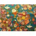 coupon tissu Japonais 55x49cm origami tambour fleur bleu canard 24 [HANAMODAN]