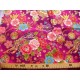 coupon tissu Japonais traditionnel 55x49cm fleuri doré fond violet 26