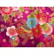 coupon tissu Japonais traditionnel 55x49cm fleuri doré fond violet 26
