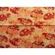 coupon tissu Chirimen Japonais traditionnel 55x49cm fleuri fond vermillion 28