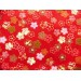 coupon tissu crêpe Chirimen Japonais 55x49cm sakura fleur rouge 30 [C-KOZAKURA]