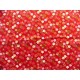 coupon tissu Chirimen Japonais traditionnel 55x49cm fleuri fond rouge 30