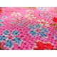 coupon tissu Chirimen Japonais traditionnel 35x24cm fleuri fond rose 31