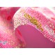 coupon tissu Chirimen Japonais traditionnel 35x24cm fleuri fond rose 31