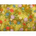 coupon tissu crêpe Chirimen Japonais 35x24cm fleur doré vert 32