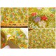 coupon tissu Chirimen Japonais traditionnel 35x24cm fleuri fond vert 32