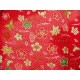 coupon tissu Chirimen Japonais traditionnel 35x24cm fleuri fond rouge 33