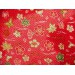 coupon tissu crêpe Chirimen Japonais 35x24cm fleur doré rouge 33