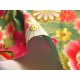 coupon tissu Japonais traditionnel 55x49cm fleuri doré fond vert 36