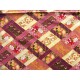 coupon tissu Japonais traditionnel 55x49cm fleuri doré fond violet et crème 37