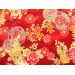 coupon tissu Japonais 55x49cm cercle fleur rouge 41
