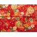 coupon tissu Japonais 55x49cm ballon fleur doré rouge 42 [TEMARI]