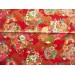 coupon tissu Japonais 55x49cm papillon fleur doré rouge 43