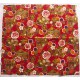 coupon tissu Japonais traditionnel 55x49cm fleuri doré fond rouge 44