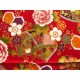 coupon tissu Japonais traditionnel 55x49cm fleuri doré fond rouge 44