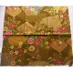 coupon tissu Japonais traditionnel 55x49cm fleuri doré fond ocre 52
