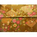 coupon tissu Japonais 55x49cm eventail fleur doré ocre 52 [KINSEN]