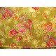coupon tissu Japonais traditionnel 55x49cm fleuri fond vert 54