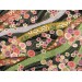 coupon tissu crêpe Chirimen Japonais 55x49cm fleur doré noir 38 [C-NAGARE]