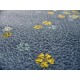coupon tissu Chirimen Japonais traditionnel 55x49cm fleuri doré fond bleu 55