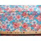 coupon tissu Chirimen Japonais traditionnel 55x49cm fleuri doré fond aqua 58