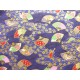 coupon tissu Japonais traditionnel 55x49cm fleuri doré fond encre 59