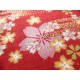 coupon tissu Japonais traditionnel 55x49cm fleuri doré fond rouge 60