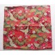 coupon tissu Japonais traditionnel 55x49cm grue fleuri doré fond rouge 62
