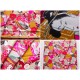 coupon tissu Japonais traditionnel 55x49cm Geisha fleuri doré fond bordeaux 63