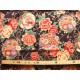 coupon tissu Japonais traditionnel 55x49cm fleuri doré fond noir 64