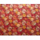 coupon tissu Japonais traditionnel 55x49cm fleuri doré fond rouge 66