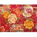 coupon tissu Japonais 55x49cm grue Fuji pont roue fleur rouge 66 [SAYAGATA]