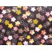 coupon tissu crêpe Chirimen Japonais 55x49cm sakura fleur noir 69 [C-KOZAKURA]