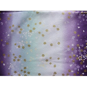 coupon tissu crêpe Chirimen Japonais 55x49cm pétale fleur violet 70 [C-BOKASHI]