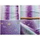 coupon tissu Chirimen Japonais traditionnel 55x49cm fleuri doré fond violet et bleu clair 70