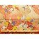coupon tissu Japonais traditionnel 55x49cm fleuri doré fond rose beige 76