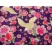 coupon tissu Japonais 55x49cm grue fleur doré violet 80