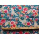 coupon tissu Japonais traditionnel 55x49cm grue fleuri dore bleu paon 81