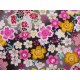 coupon tissu Japonais traditionnel 55x49cm sakura fleuri dore noir 83