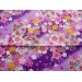 coupon tissu Japonais 55x49cm sakura fleur doré violet 89 [MANKAI]